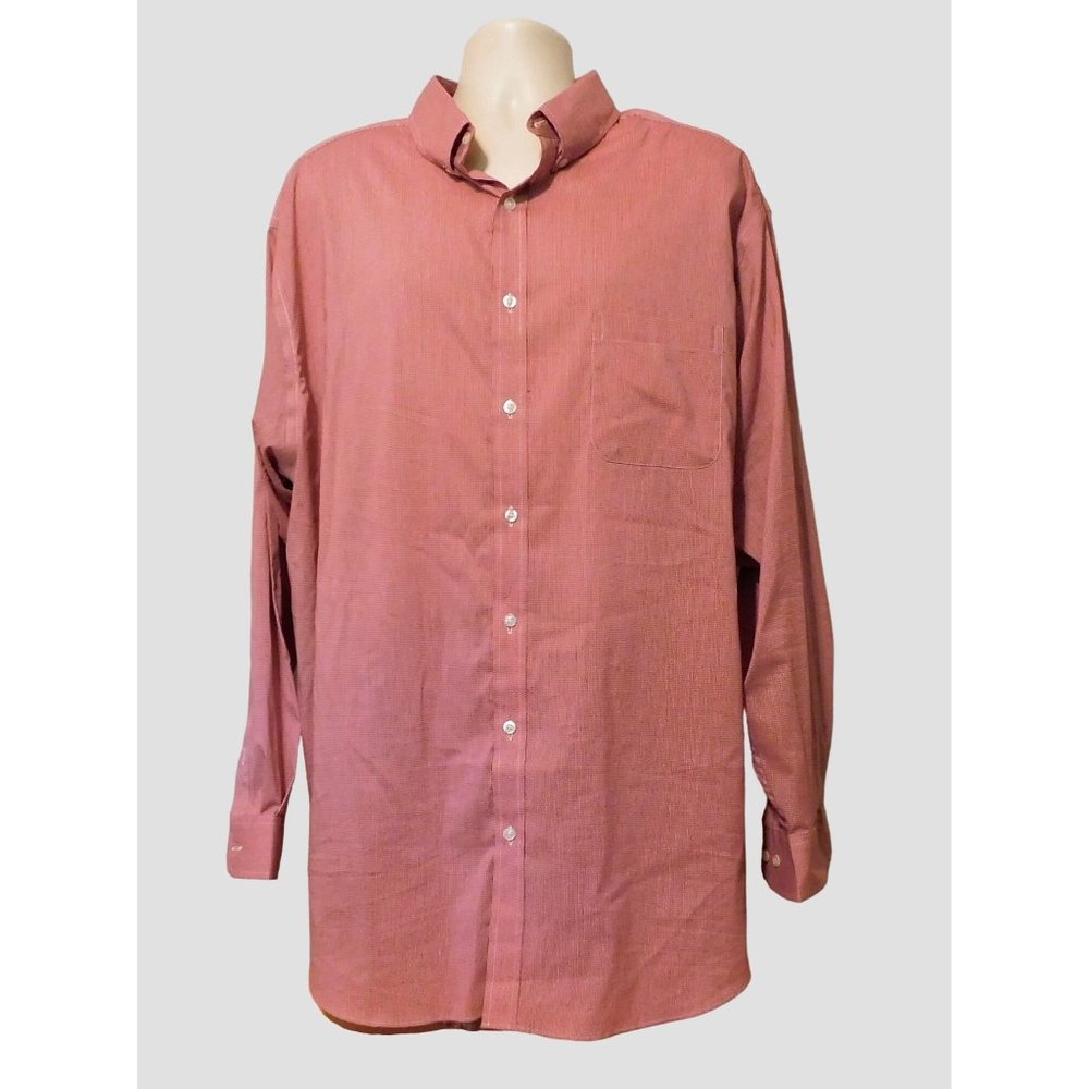 Roundtree & Yorke Shirt 3XT Red White Small Check Long Sleeve Big & Tall